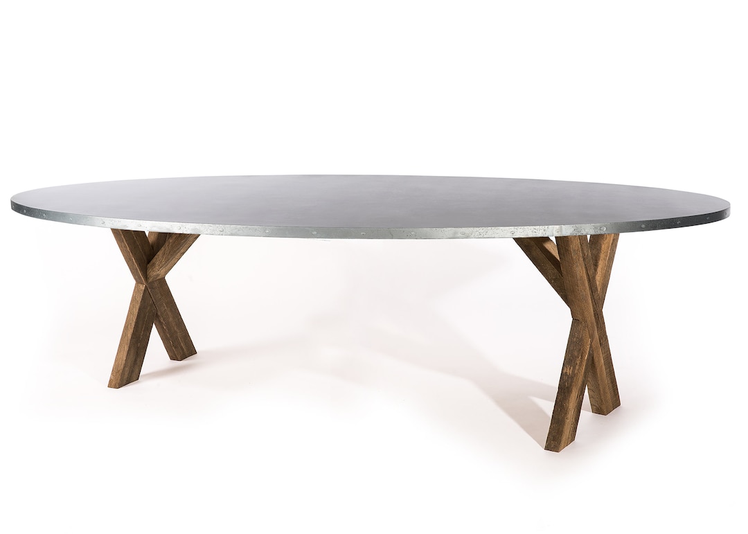 Oval Zinc Top Dining Table Etsy