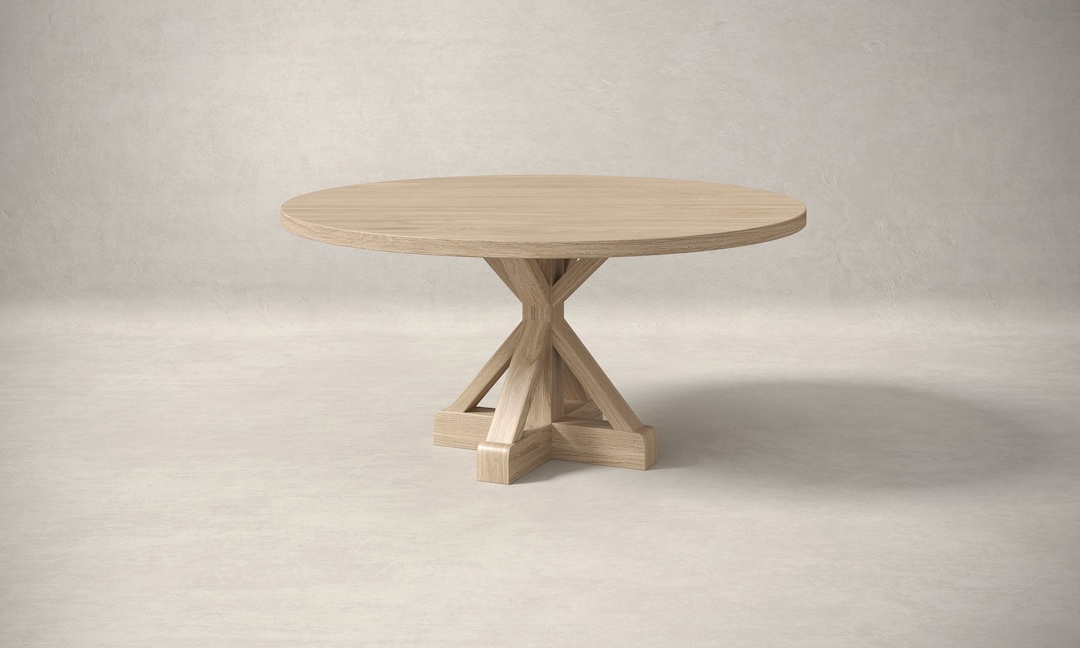 Round White Oak Dining Table, Pedestal Base - Etsy