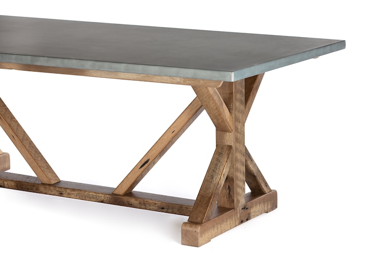 French Trestle Zinc Top Dining Table Custom Farmhouse Table Etsy