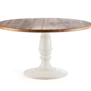 Round Reclaimed Wood Dining Table, Pedestal Base image 1