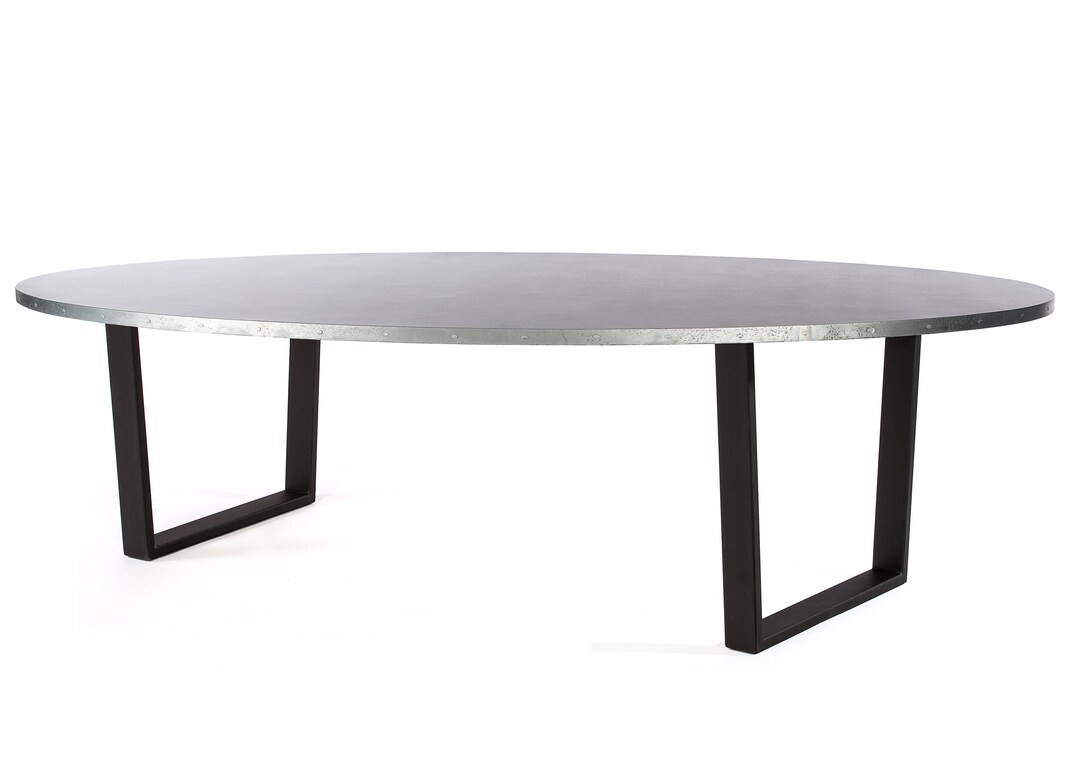 The Trenton Zinc Top OVAL Dining Table With Metal Base Zinc Etsy