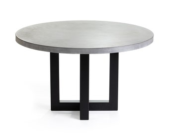 Winston Round Concrete Top Dining Table - Concrete Table - Concrete Dining Table -