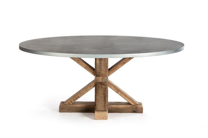 French Trestle Oval Zinc Top Dining Pedestal Table Zinc Etsy