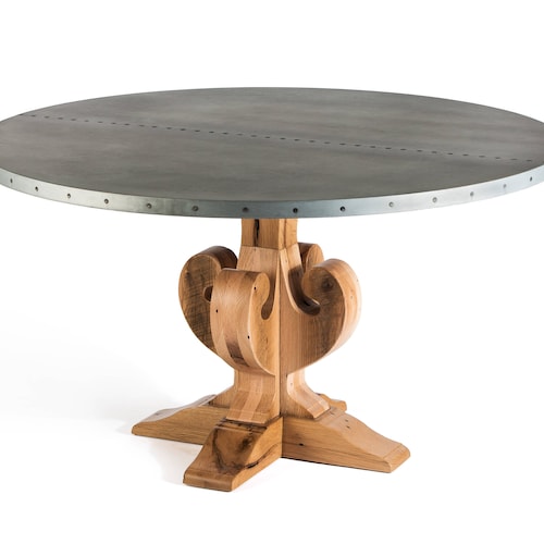Fairfield Round Zinc Top Dining Table Zinc Table Zinc Etsy