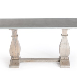 Zinc Top Dining Table, Trestle Base