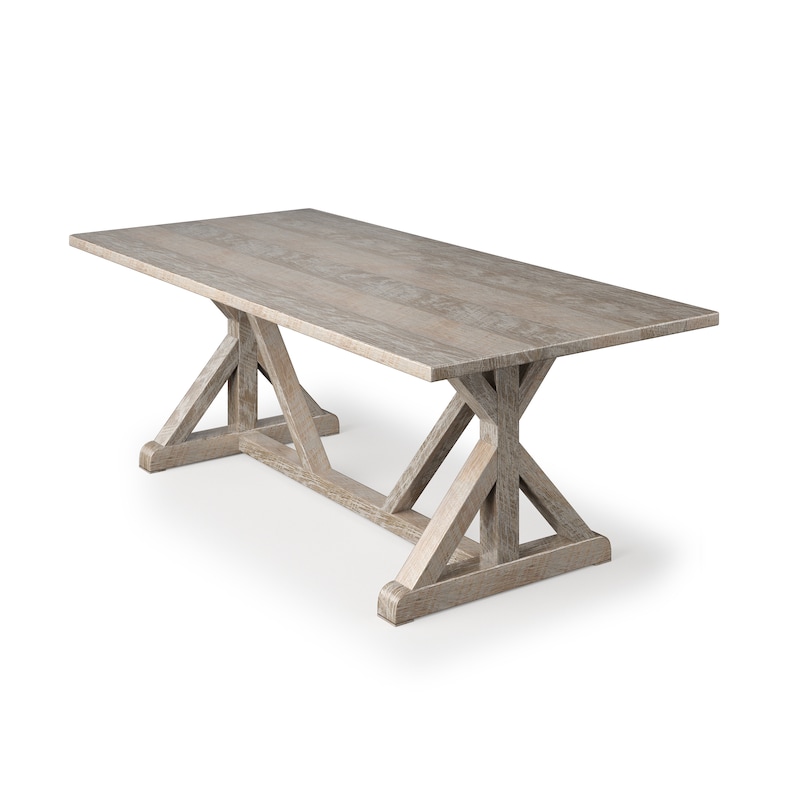 French Trestle Reclaimed Oak Wood Dining Table