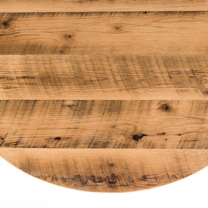 Round Reclaimed Wood Dining Table, Pedestal Base Natural (shown)