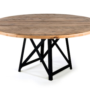 Round Reclaimed Wood Dining Table, Pedestal Base