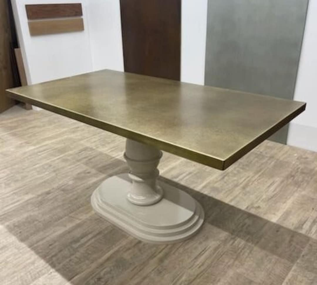Brass Top Dining Table, Brass Pedestal Table, Pedestal Dining Table - Etsy