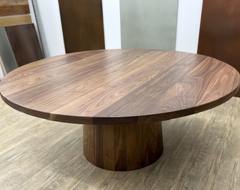 Round Black Walnut Dining Table, Round Pedestal Table, Round Solid Black Walnut Pedestal table