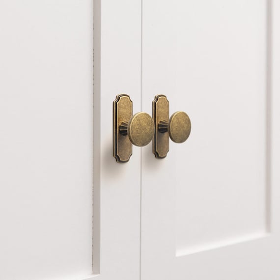 Vintage Brass Cabinet Knob:With back panel Mid-Century Modern Dresser Hardware