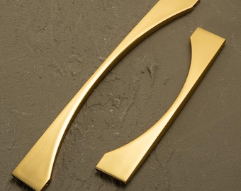 Manijas de gabinete de oro cepillado: manija de gabinete de bronce champán de estilo minimalista moderno para cajón