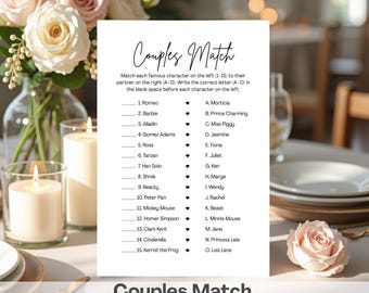 Couples Match Bridal Shower Game: Fun Printable Activity (Instant Download, Editable Canva Template Available)