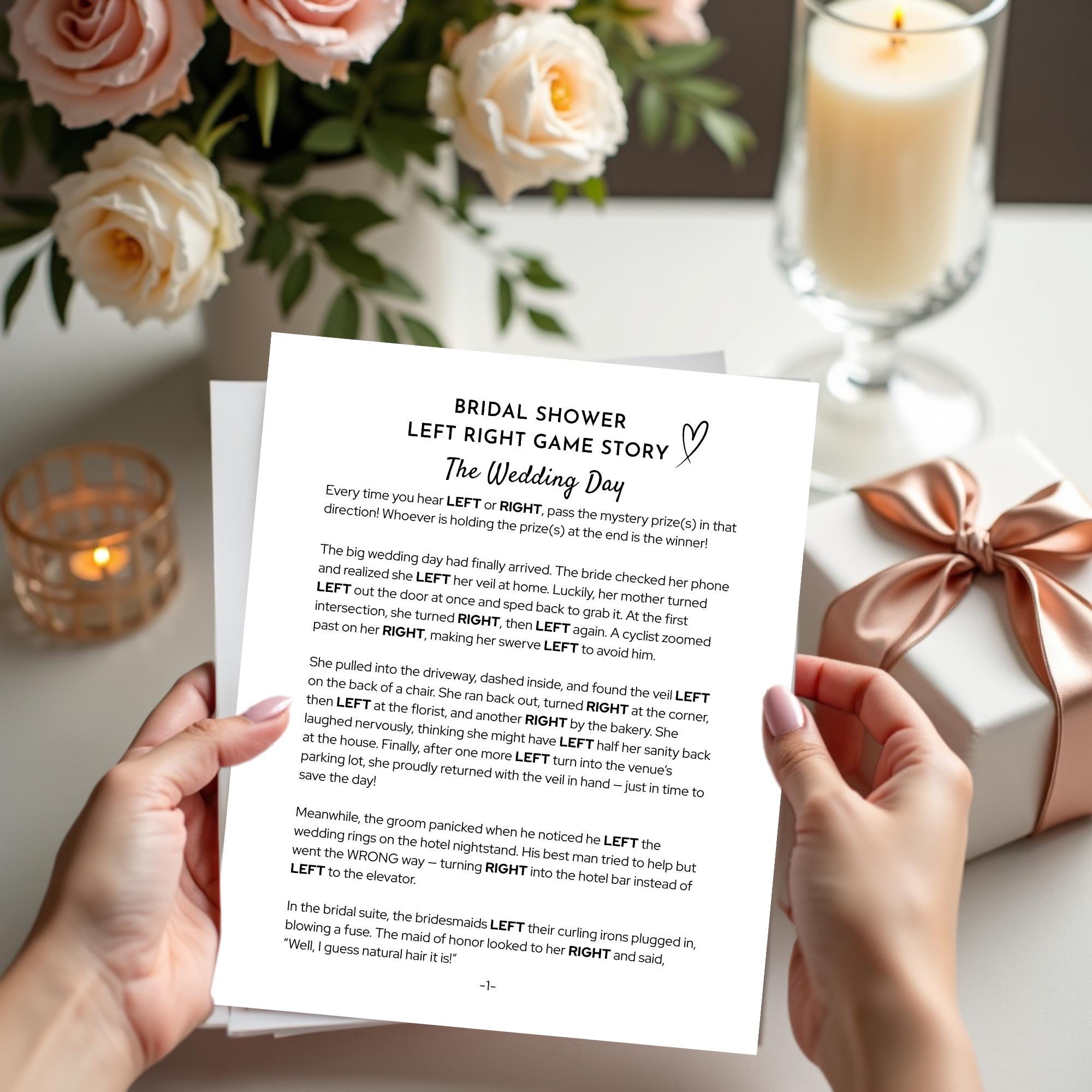 Bridal Shower Riddles Pdf Funny Bridal Shower Left Right Game: Hilarious Story (printable PDF) - Etsy