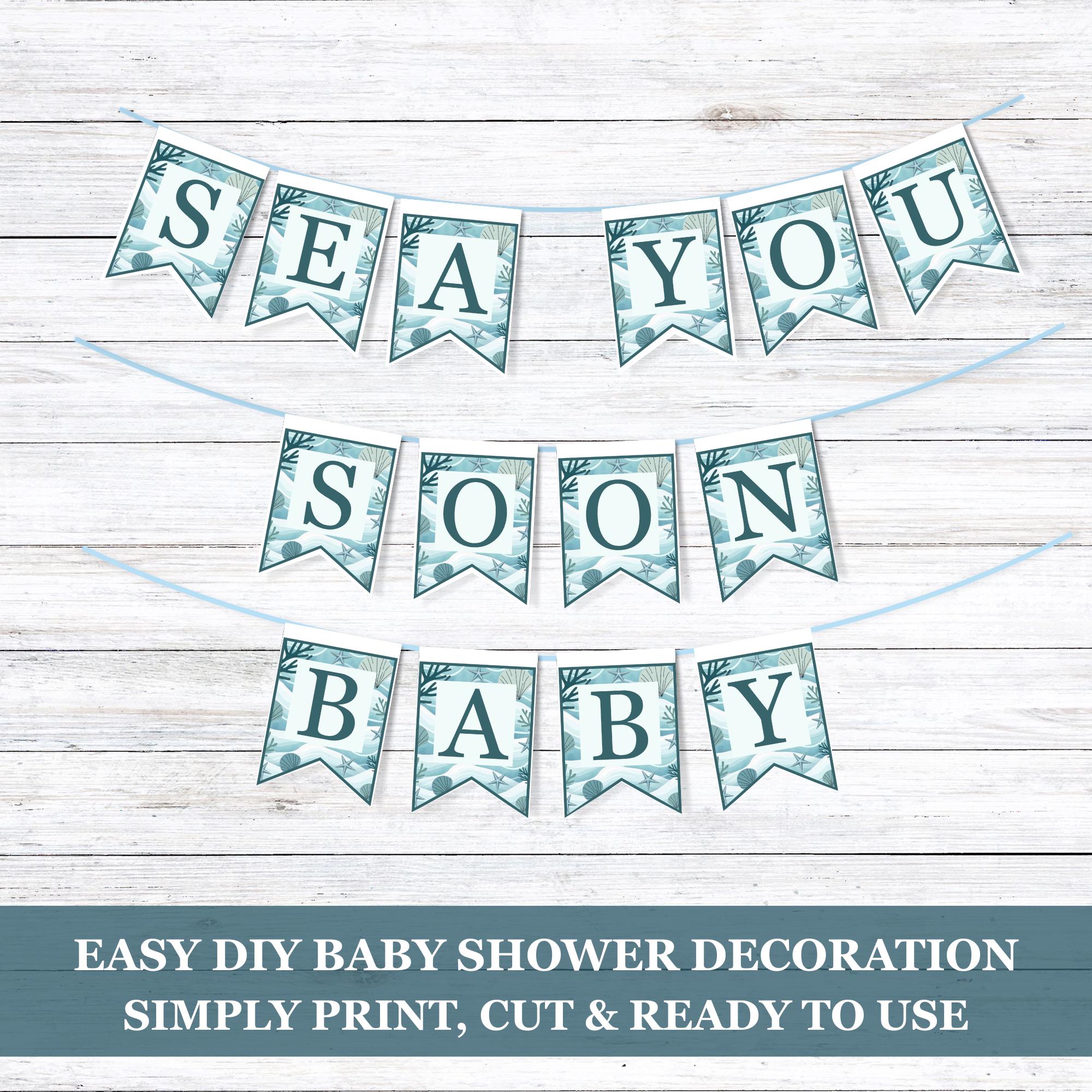 Sea You Soon Baby Shower Banner: Ocean Theme Printable (PDF Download - Etsy