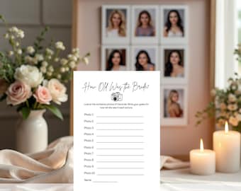 Bridal Shower Photo Guessing Game: Fun Wedding Shower Activity (Printable PDF)