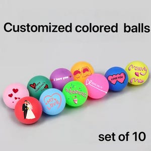 Pelotas de ping pong de colores personalizados, juego de 10, regalo de boda, pelotas de beer pong personalizadas, pelotas personalizadas, regalo de despedida de soltero, regalo de padrinos de boda