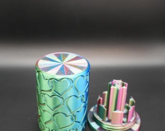 Heart Pen Purge Station & 7 3ML Cartridge Holder 3D Printed Refrigerator Box - GLP1, Tirz, Reta, Peppers, peps