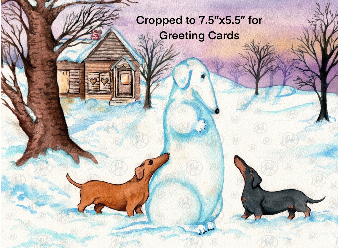 Dachshund Christmas Card Digital Download Wiener Dog Winter Print Your