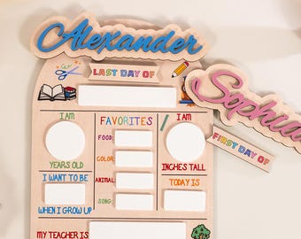 First And Last Day of School Sign, Reusable Back to School Sign for Photos, Reusable Dry Erase Board, Custom Name 1st Day of School Board