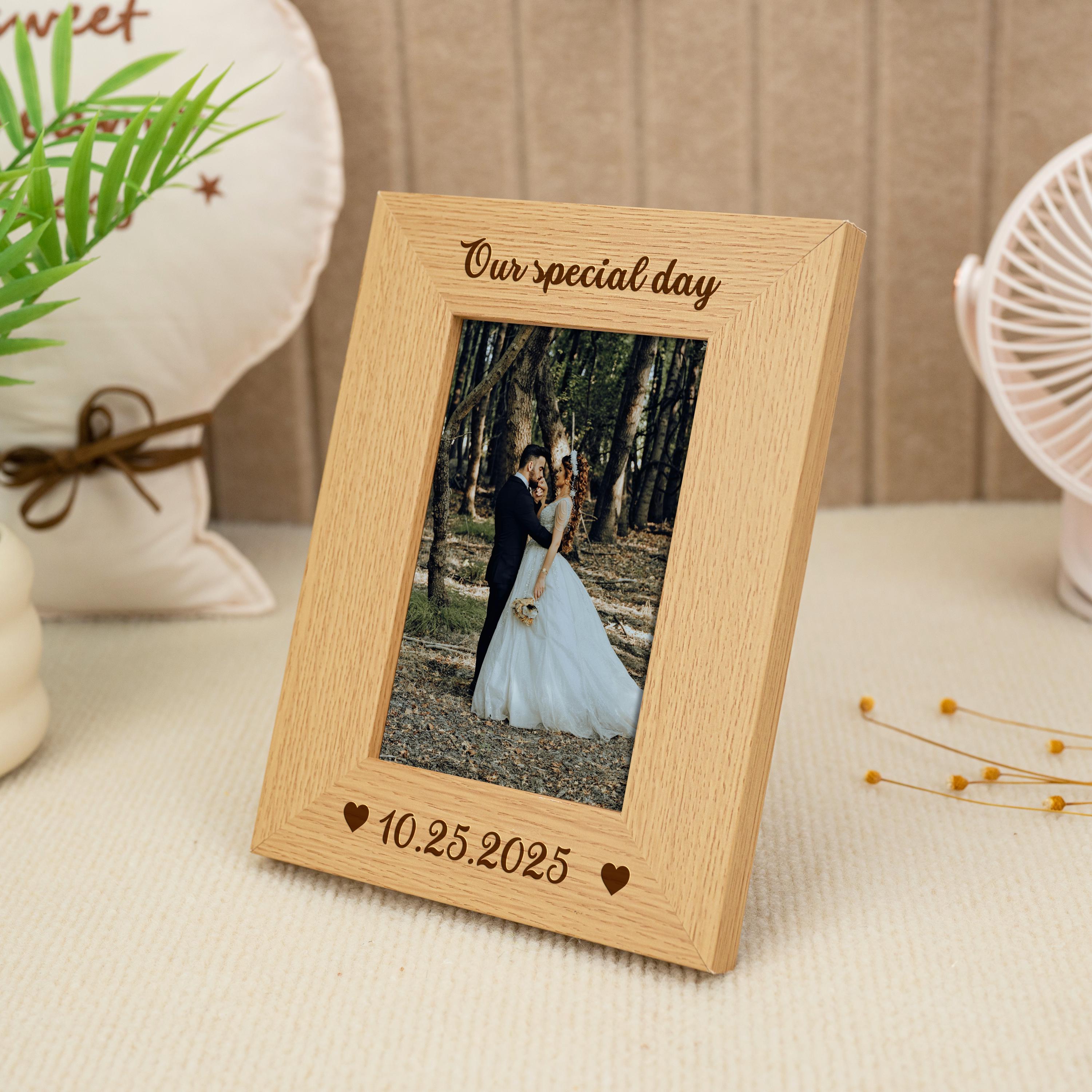 Custom Wood Photo Frame, Fathers Day Gift for Dad Engraved Picture ...