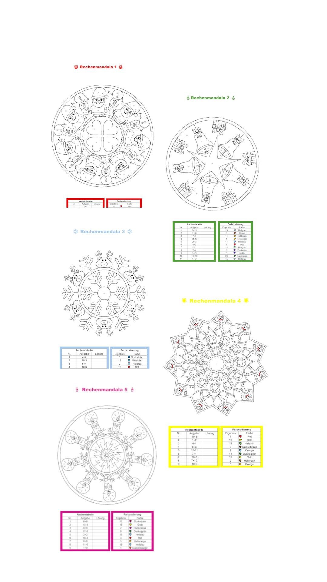 Mandala for Math and Coloring for Children Aged 6-7 Years on the Theme ...