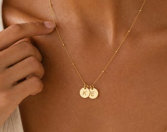 Personalized Initial Disc Necklace, Custom Letter Necklace, Dainty Initial Pendant, Bridesmaid Gift, Graduation Gift, Birthday Gift for Her