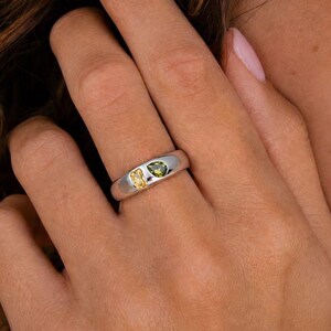 Duo Birthstone Dome Ring • Toi et Moi Gemstone Ring • Adjustable Open Ring • Personalized Gift For Her