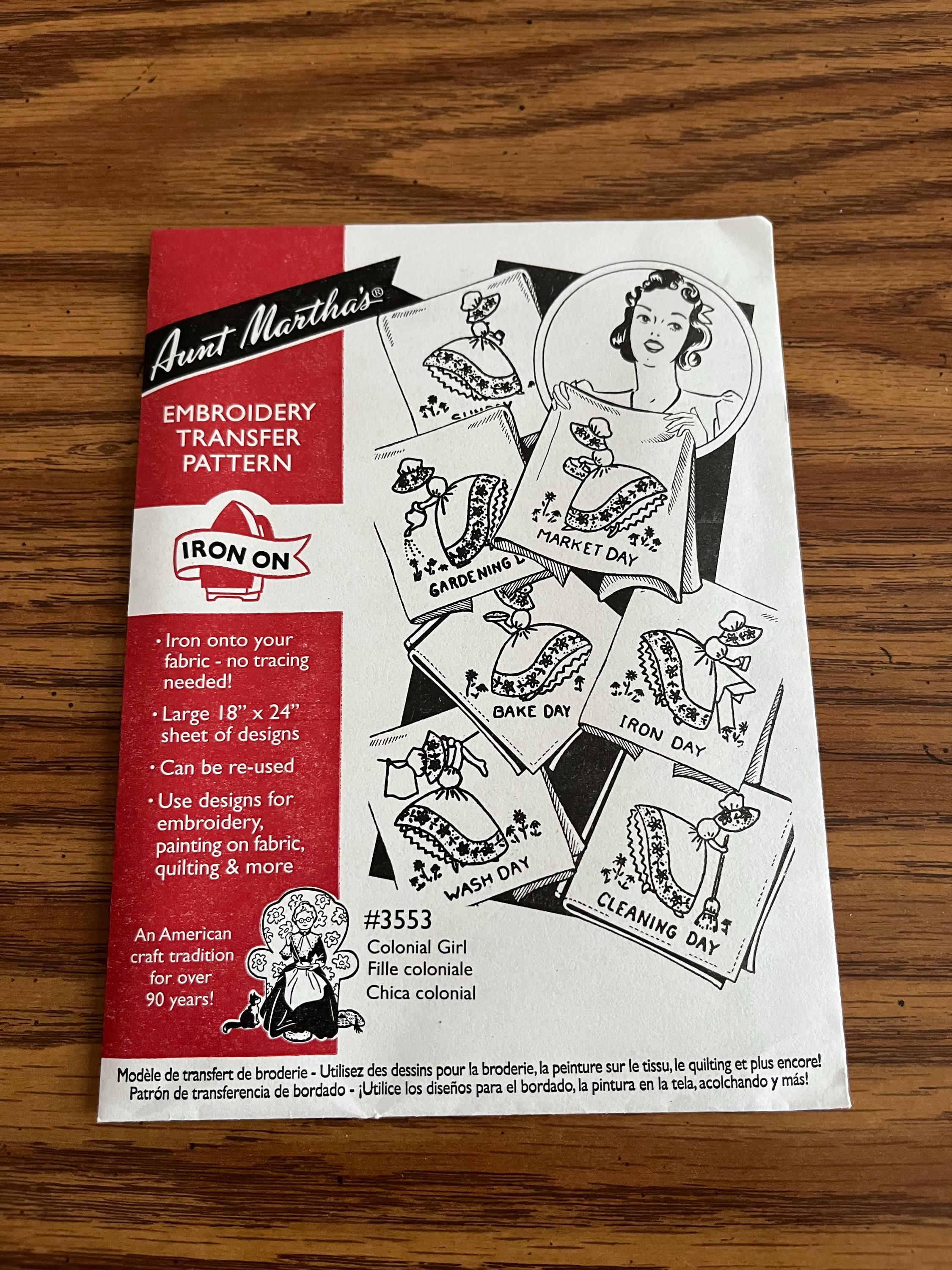 Vintage Aunt Martha’s Embroidery Pattern Iron on #3553 Colonial Girl - Etsy