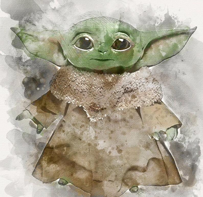 Baby Yoda wall art print framed home decor sign Star wars Etsy