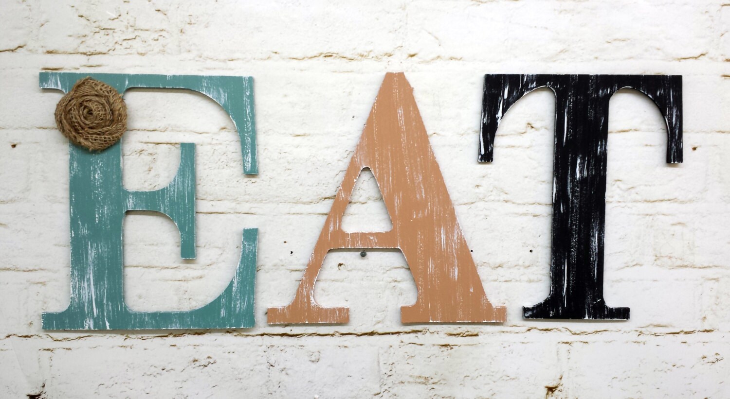 Rustic Chic Wooden Letter EAT Kitchen Home Decor Wall Hanging Etsy