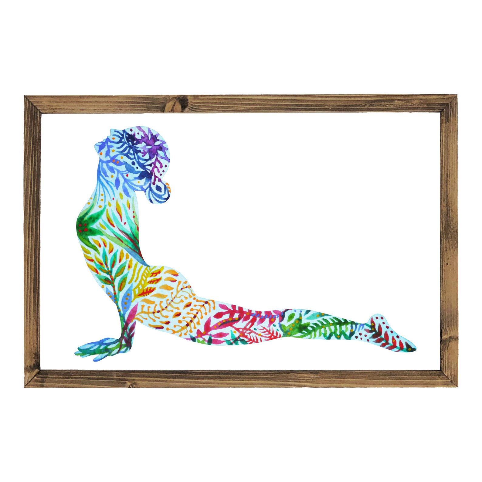 Yoga pose print with wooden frame picture wall art wall decor Etsy