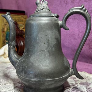 Antique Pewter Teapot  - Victorian Era Home Decor