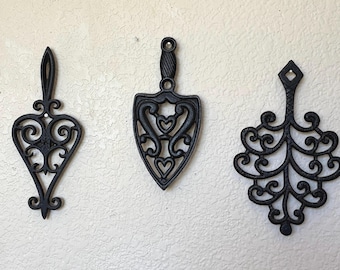 Vintage Iron Rustic Wall Decor Set - Cast Iron Wall Hangings - Cottagecore Kitchen Decor