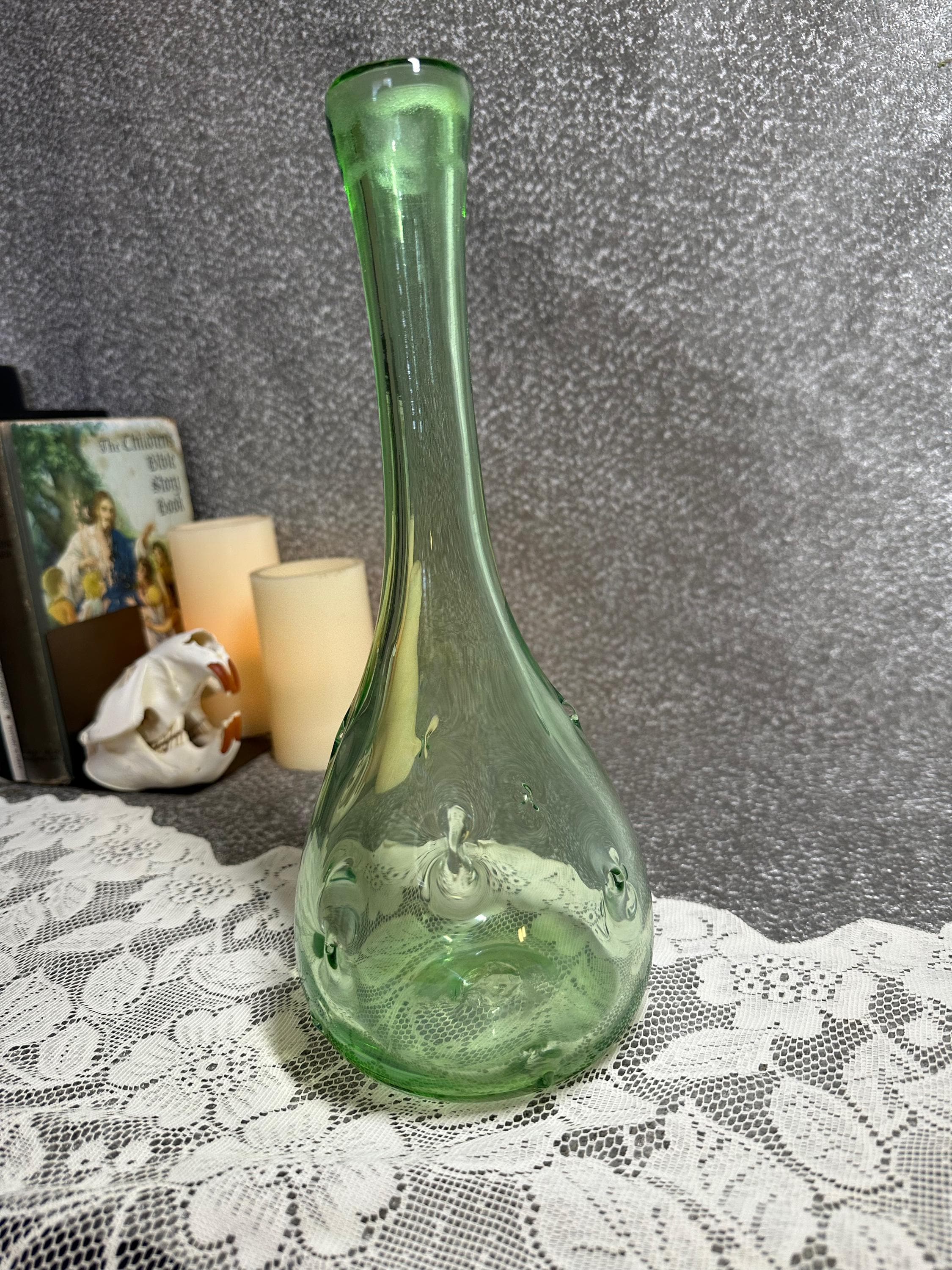 ドーナツ型ガラスフラワーベース – グリーンアートガラスドーナツ