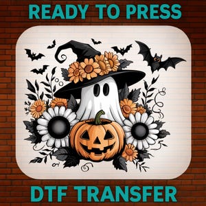 Ghost Witch Pumpkin Fall DTF Transfer: Halloween Shirt Heat Press Design