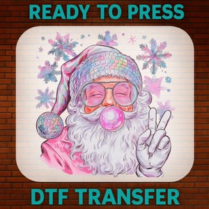 Trendy Santa Bubblegum Peace Sign, Christmas DTF Transfer