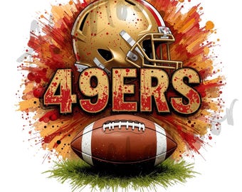49ers voetbalsublimatie clipart png: gebruik voor T-shirt, stickers, mok, lijst, beker (digitale download)