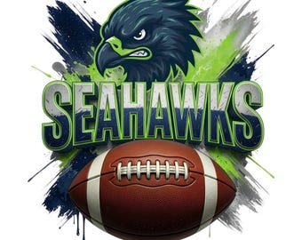 Clipart a sublimazione PNG della squadra di football dei Seahawks: da utilizzare per magliette, adesivi, tazze, cornici, bicchieri (download digitale)