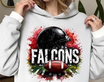 Clipart a sublimazione del football dei Falcons in formato PNG: da utilizzare per magliette, adesivi, tazze, cornici, bicchieri (download digitale)