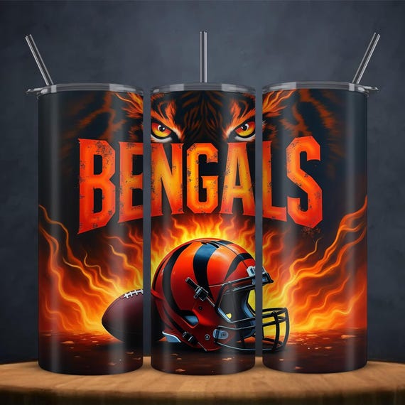 Bengal 20oz Tumbler Wrap PNG: Football Sublimation (Digital Download 9.3x8.2")
