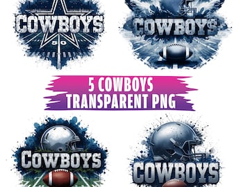 Pacchetto PNG di clipart del football dei Cowboys: da utilizzare per magliette, adesivi, tazze, cornici, bicchieri (download digitale)
