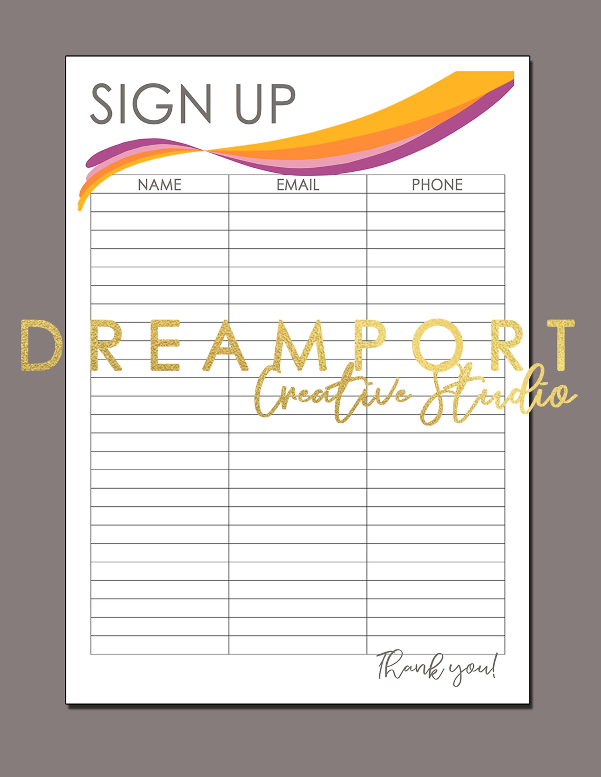 SIGN UP SHEET Printable Volunteer, Event, Guest, Church, School ...