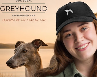 Greyhound Embroidered Corduroy Hat | Greyhound Cap | Dog Lover Hat | Vintage Corduroy Baseball Cap | Greyhound Gift