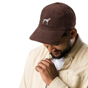 Whippet / Greyhound embroidered corduroy cap