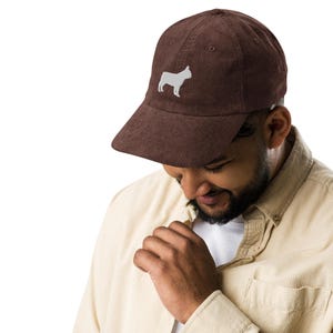 French Bulldog Vintage embroidered corduroy cap