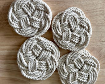 Seilknoten Untersetzer (4er Set): Handgemachtes Küsten Dekor