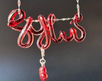Collar con letra de cristal personalizado hecho a mano / Colgante con inicial personalizada, regalo para el Día del Padre