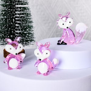 Handmade Glass Fox Figurine | Cute Miniature Animal Decor | Gift for Fox Lover | Tiny Fox Sculpture | Cute Home Gift | Nature Home Decor