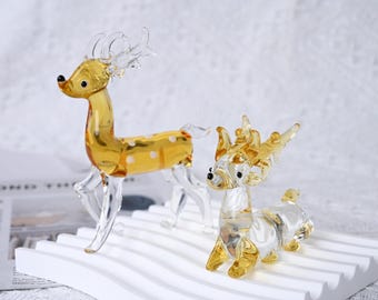 Handmade Glass Elk Figurine | Glitter Antlers, Winter Decor,  Father's Day gift